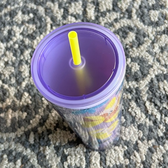 Starbucks Magnolia Floral Purple Tumbler Cup with Yellow Straw (24 oz) - Picture 3 of 5